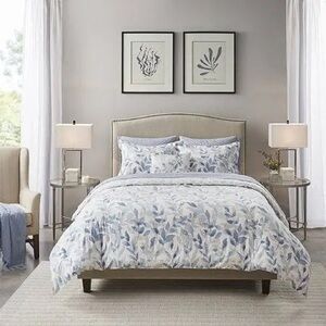 Madison Park Essentials Thelma Trees + Leaves Reversible Complete Bedding Set